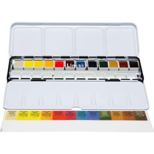 Daniel Smith Extra Fine Watercolor Half Pan Set, 12 colors half pans in a metal box (285650107), Art supplies