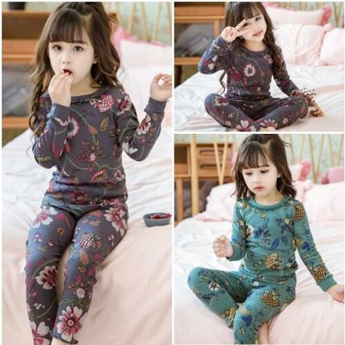 Baby Girls Pajamas Sets Childrens Cotton Sleepcoat Home Wear Suits Kids Flower Nightgown Sleepwear Pyjamas Clothes For 2-12Y