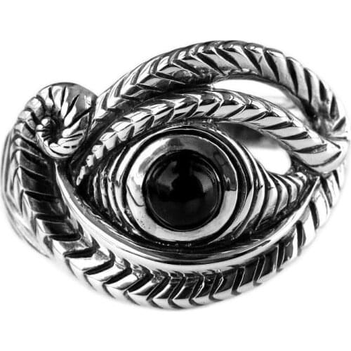 Designer craft hemp rope-shaped eye of Horus opening ring domineering exaggerated retro winding charm mens brand silver jewelry