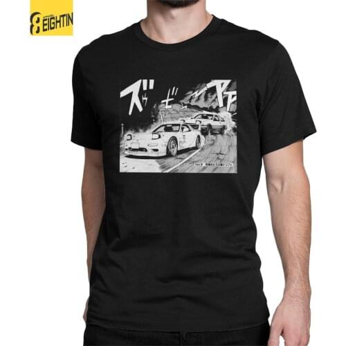 Men Initial D Manga Running In The 90s T Shirt AE86 vs RX7 Pure Cotton Clothes Novelty Short Sleeve Crewneck Tees T-Shirts