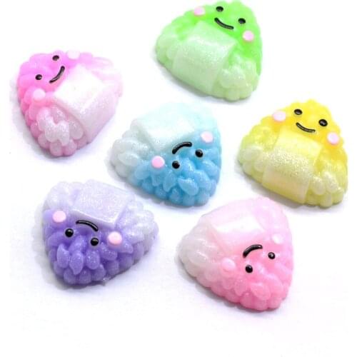 Cute Smile Rice Ball Flatback Resin Cabochon Miniature Food Cabochons Embellishments For Scrapbooking Crafts DIY Acce
