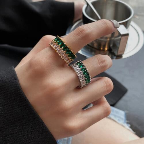 925 Sterling Silver Colored Zircon Rings Female Hot Fashion Shiny Luxury Open Rings Wedding Jewelry