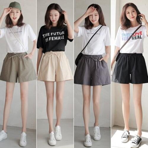 2021 Summer Loose and Thin Linen Cotton Linen Student Sports Casual Shorts Womens Wide-Leg Pants Cute Lady Style