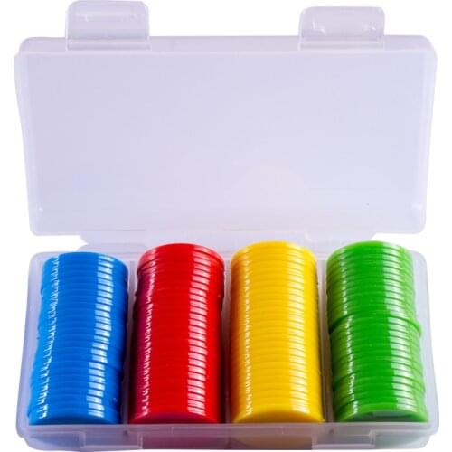 100Pcs 25mm Plastic Poker Chips Bingo Markers for Fun Family Club Carnival Bingo Board Game Supplies 9 Colors With Plastic Box