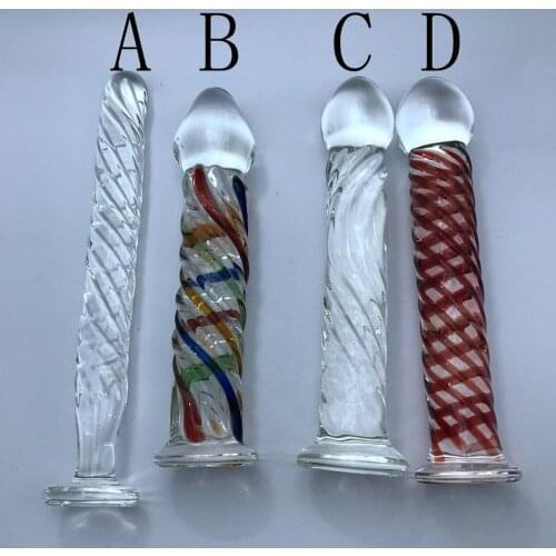 Camouflaged Sex Products Thread Colorful Crystal Super Long Dildo Anal Plug Glass Anal Toys Penis Erotic Men Prostate Massager