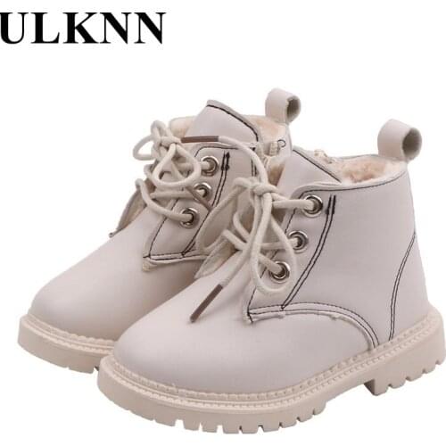 ULKNN 2021 Cute Baby Kids Winter Leather Boots Lovely Zip Ankle Anti-slippery Soft Rubber Sole Fashion Boots For Boys And Girls