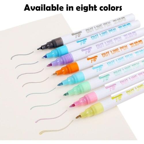 Fashion Highlighter Pen Durable Comfortable Portable Delicate Double Line Fluorescent Marker Pen Student Stationery 8 Colors