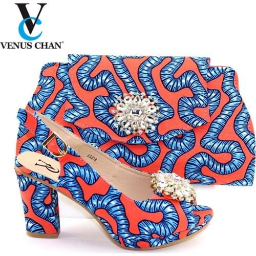 Fashion Women Blue and red Color Sandals And Bag Set To Match High Quality African Shoes With Matching Bags For Wedding Party