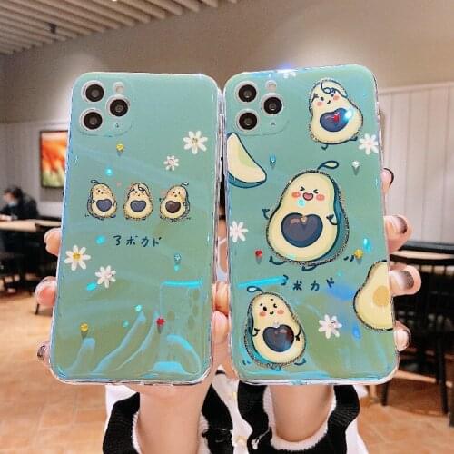 Sumkeymi Avocado Smiley Blu-ray Soft TPU Silicone Cover Phone Case For iphone 11 12 7 8 Plus mini Pro Max X XS XR Hand Band Case