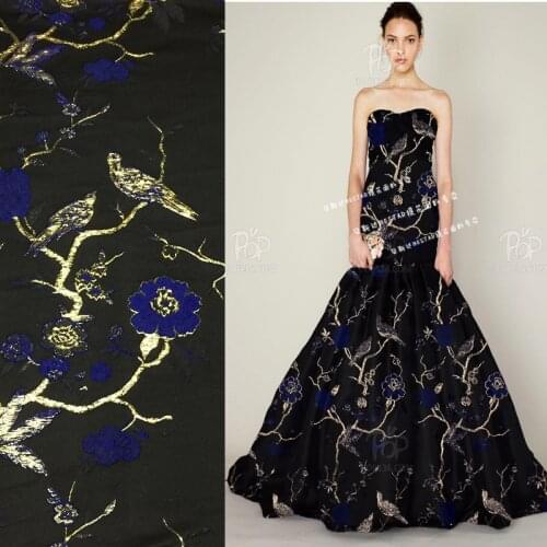 145cm wide European and American style clothing jacquard fabrics high-grade dress suits brocade performance dress gold silk clot