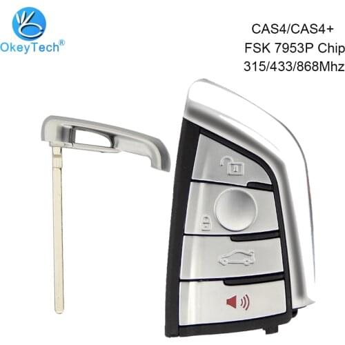 OkeyTech for BMW X3 X4 X5 X6 1 3 5 7 Series Modified Smard Car Key Card 315/433/868Mhz PCF7953P Chip CAS4+ & Emergency Small Key