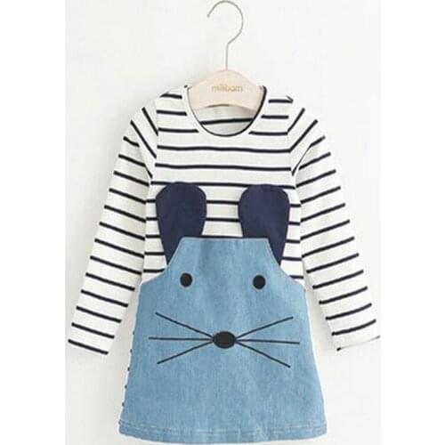 Baby Girl Dress Childrens Autumn Long Sleeves Dresses Infant 100% Cotton Casual Clothes Kids A-Line Character Casual Clothing