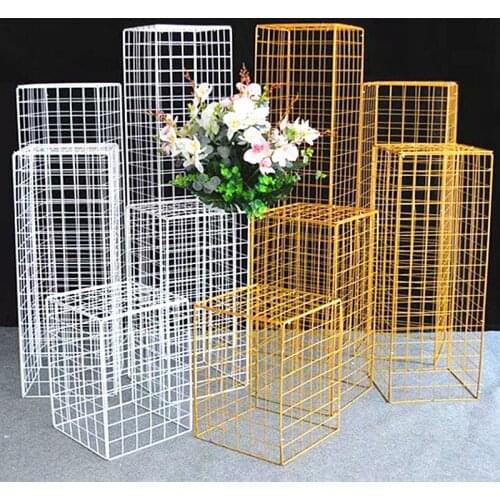 Wedding Props Wrought Iron Grid Road Guide Flower Stand Geometric Square Box Wedding Decor Stage Welcome Area Ornaments Frame