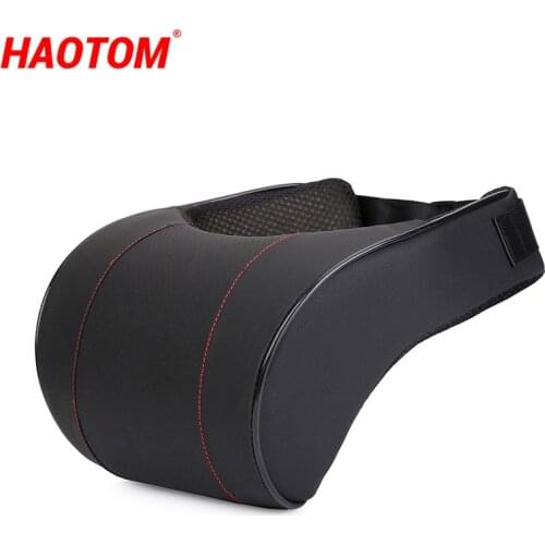 1PCS PU Leather Adjustable Car Neck Pillow Memory Foam Pillows Neck Rest Auto Seat Headrest Support Cushion Pad Black