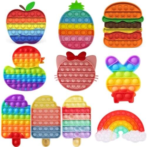 Push Bubble Rainbow Sensory Fidget Toy Squishy Stress Reliever Autism Needs Anti-stress Toys for Adult Children антистресс попит