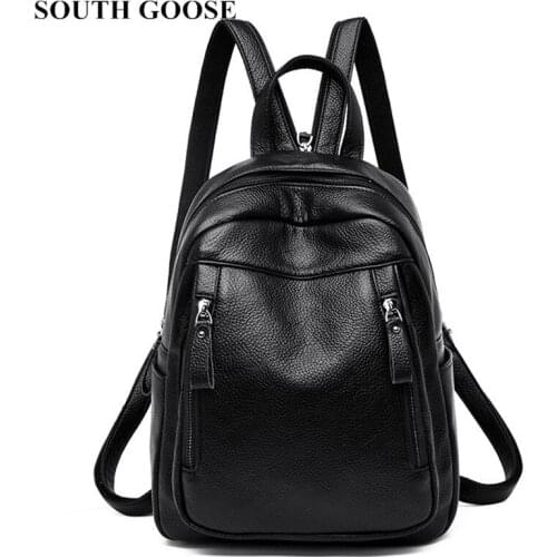 SOUTH GOOSE 2018 New Simple Style Women Backpack High Quality Soft PU Leather Backpacks for Teenage Girls Women Casual Daypacks