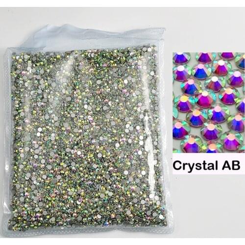 Super Glitter 14400pcs Crystal AB Flat Back Non HotFix Rhinestones For Nail 3D Glass Nail Art Decorations Garment Mix Rhinestone