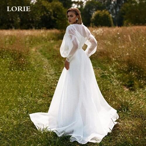LORIE 2 Pieces Wedding Dresses Long Puff Sleeve Bridal Dress Backless Vestido De Noiva Wedding Gowns Custom made