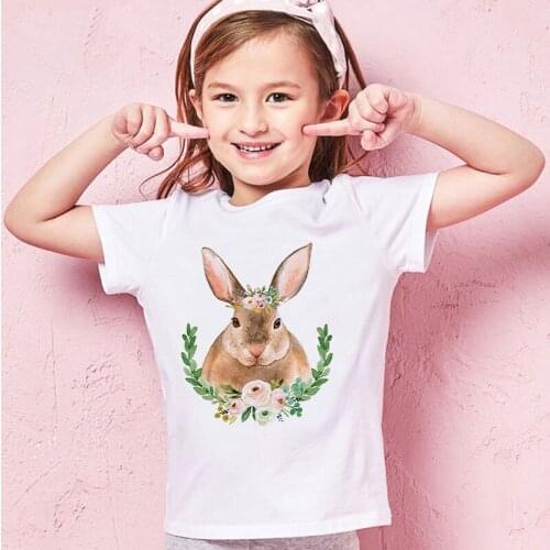 Unisex Crew Neck Girls T-Shirt Boys Short Sleeve Tee Tops Kids Clothes Children Elephant Plant Cartoon Print Birthday Party Wear
