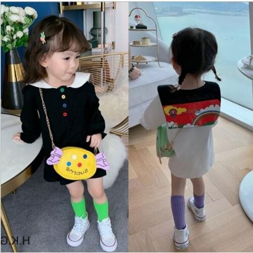 Baby Girl Spring Autumn Casual Dress kids girls Color Button Printed Dresses,Children Clothes Vestido