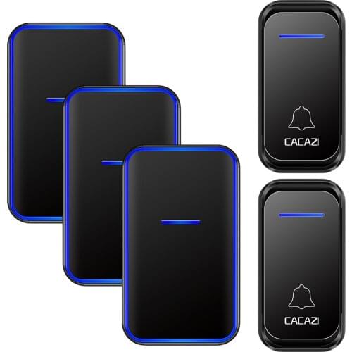 CACAZI Waterproof AC Wireless Doorbell 300M Remote Intelligent LED Light Home Door Bell Wireless Chime 1 2 Button 1 2 3 Receiver