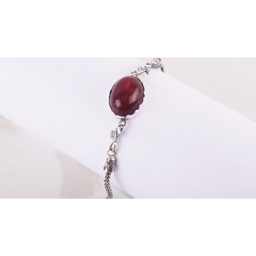 UM US JEWELRY Ruby Cubic Zirconia 925 Sterling Silver Bracelet