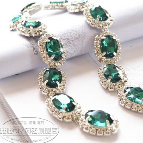 Green diamond Rhinestone trim width 1.5cm emerald rhinestone trim