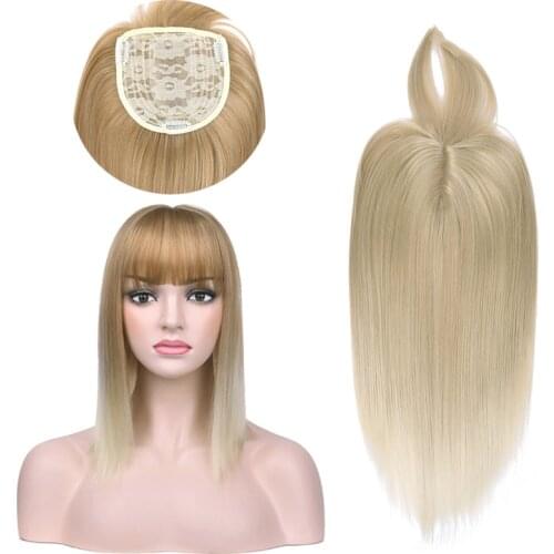 Women Ombre Hair Extension Clip with Bang Long Straight Synthetic Hair Piece High Temperature Fiber
