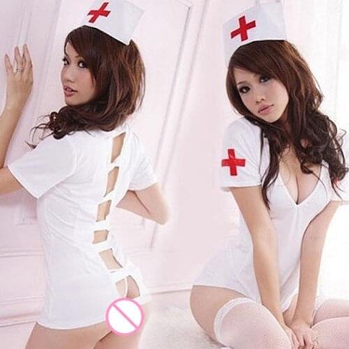 Womens Lingeries Sexy Role Play Nurse Cosplay Uniform Dress Hat Panties Erotic Nightwear Outfits Costume Erotic Outfit