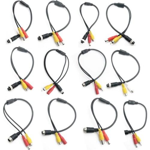 1pcs 4-core male and female head car monitoring video cable AV head DC head adapter cable camera power extension cable