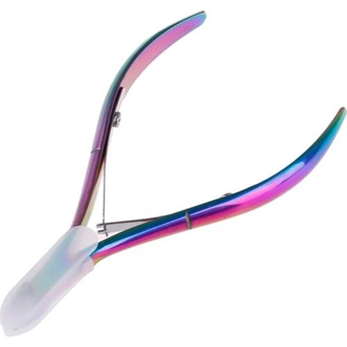 1PCS Nail Art Dead Skin Remover Clipper Scissor Manicure Pedicure Tool Stainless Steel Plating Rainbow Cuticle Nipper Cutter