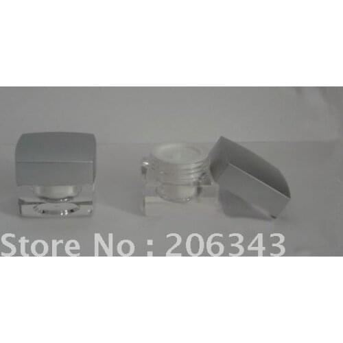 15G silver square acrylic ball shape cream jar, cosmetic jar