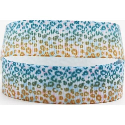 16mm/22mm/25mm/38mm/75mm Blue Leopard Print Grosgrain Ribbon 10/25/50yards DIY Gift Wrap Sewing Wedding Decor Ribbon