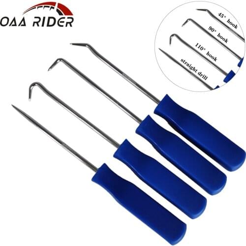 4pcs/set Motorcycle Car Oil Seal Puller Tool Shaft O Ring Gasket Remover Tools Craft Hand Repair Screwdrivers Pick&Hook 140mm
