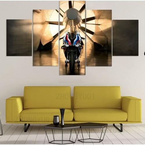 5 Pieces BMWS m1000rr motorcycle Poster Canvas Frame Art Living Room Home Decor Artwork Wall Super Car Picture Print Painting