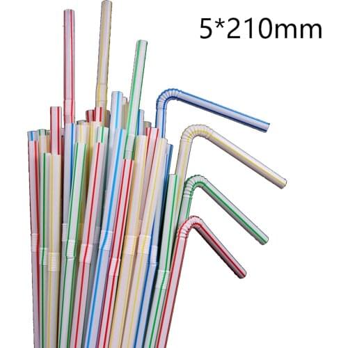 600pcs Disposable Plastic Colorful Straws Flexible Straws For Banquet Bar Drinks