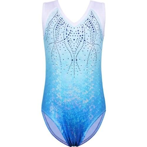 BAOHULU Girls Sleeveless Ballet Leotard One Piece Kids Sparkle Sequin Gymnastics Bodysuit Children Tank Training Outfit
