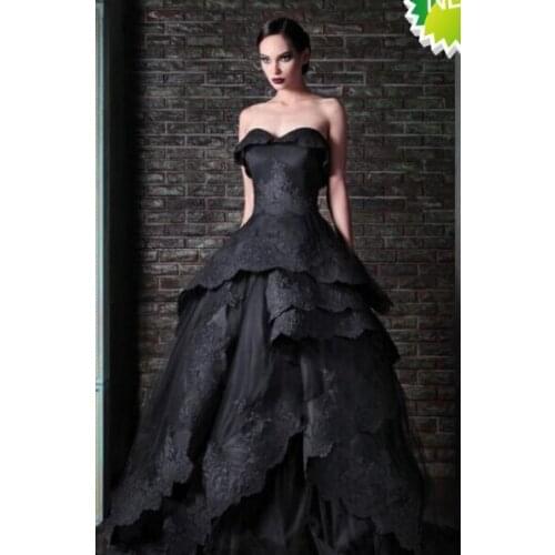 Custom-made bandage dress bridal ball gown sweetheart vestido de renda black long evening Dress 2014 new design free shipping