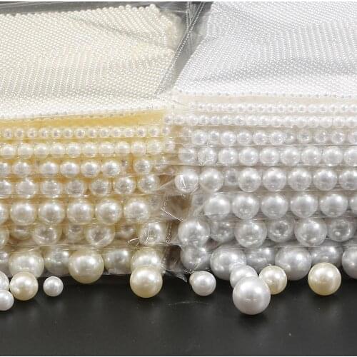 No Hole White/Ivory Color Round Beads Imitation Round Beads DIY Jewelry Necklace Making For Women