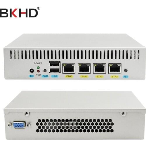 BKHD X86 Linux Mini PC 4 LAN Celeron J1900 Firewall Router pfSense 4 NIC Network Server Quad Core 2.0 GHz VGA 4x Gigabit LAN VPN
