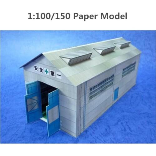 1:100/150 Scale Paper DIY Garage Handmade Station Model Train Shop Sand Table Model