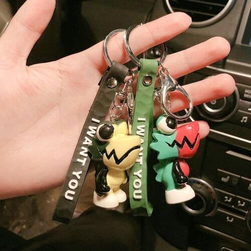 Colorful Spray Paint Big Eye Dinosaur Key Chains Cartoon Doll Pendant Keychain Creative Cute Backpack Car Keyring Ornament