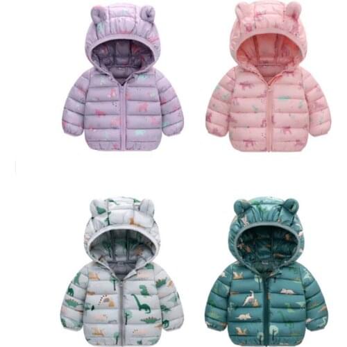 Toddler Girls Boys Cotton Wadded Coats Clothes Kids Baby Cartoon Print Warm Winter Padded Zipper Jacket Outerwear Tops