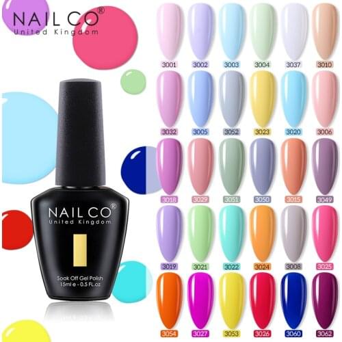 NAILCO 15ml Gelatinous Pink Color Lakiery Hybrydowe Vernis Gel Nail Polish LED Nail Art Gel Lak UV Nails Gel Manicure Design Set