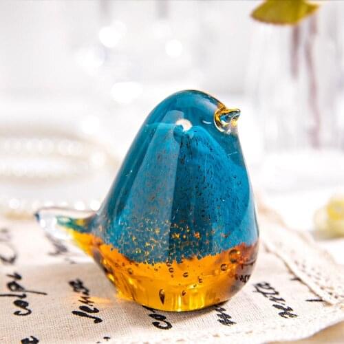 H&D Handmade Glass Bird Figurine Blown Art Animal Sculpture Home Decoration Tabletop Centerpiece Souvenir Collectible Xmas Gift