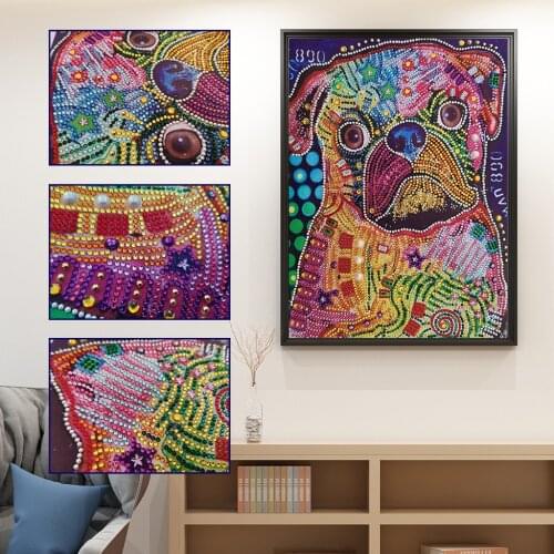 Colorful Dog Pattern 5D DIY Special Shaped Diamond Painting Crossstitch Crystal Rhinestone Embroidery Picture Decor 30x40cm