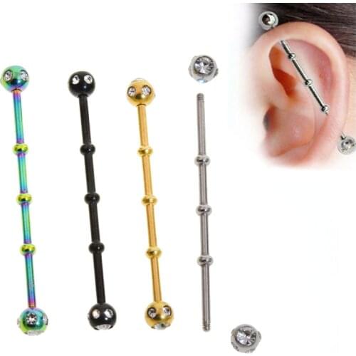 1Pc 1.6*38mm Slub Summer Style Surgical Steell Industrial Barbell Earring Bar Ear Ring Body Piercing Jewellery 14Gauge