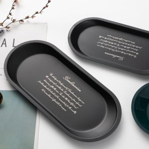 Multipurpose Black Stainless Steel Storage Tray Fruit Dessert Plate Jewelry Cosmetic Display Plates Kitchen Storage Home