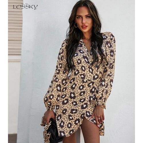 Fashion Dress Elegant Ladies Printed Front Split A Line Dresses For Women Spring Autumn Clothes Casual New Arrival 2021 Fall