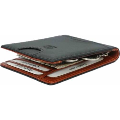 Coin Holder Genuine Leather Mens RFID Blocking Slim Wallet Mini Money Clip Business ID Credit Card Slots Pocket 2021